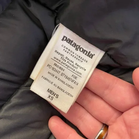 Patagonia Down Sweater Grey/Red Men's Long Sleeve Zip Up Puffer Jacket Size XS - Picture 4 of 4